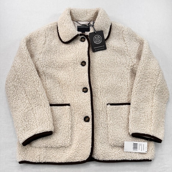 Bernardo Jackets & Blazers - NWT Bernardo Aspen Sherpa Coat Cream Button Front Women's Large